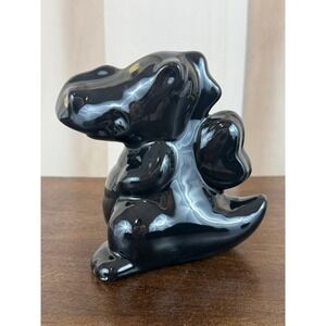 Handmade Studio Pottery Black Glazed Dragon Figurine 5" Tall